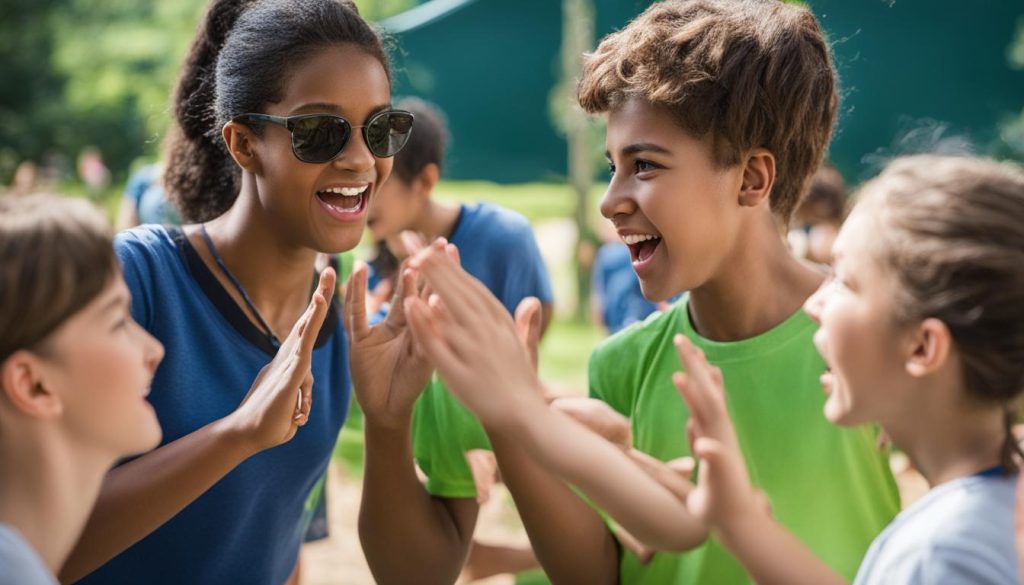 Camp Counsellor Communicating with Campers