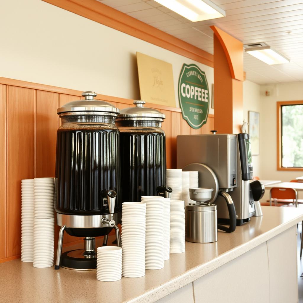 American camp coffee station with iced tea dispenser