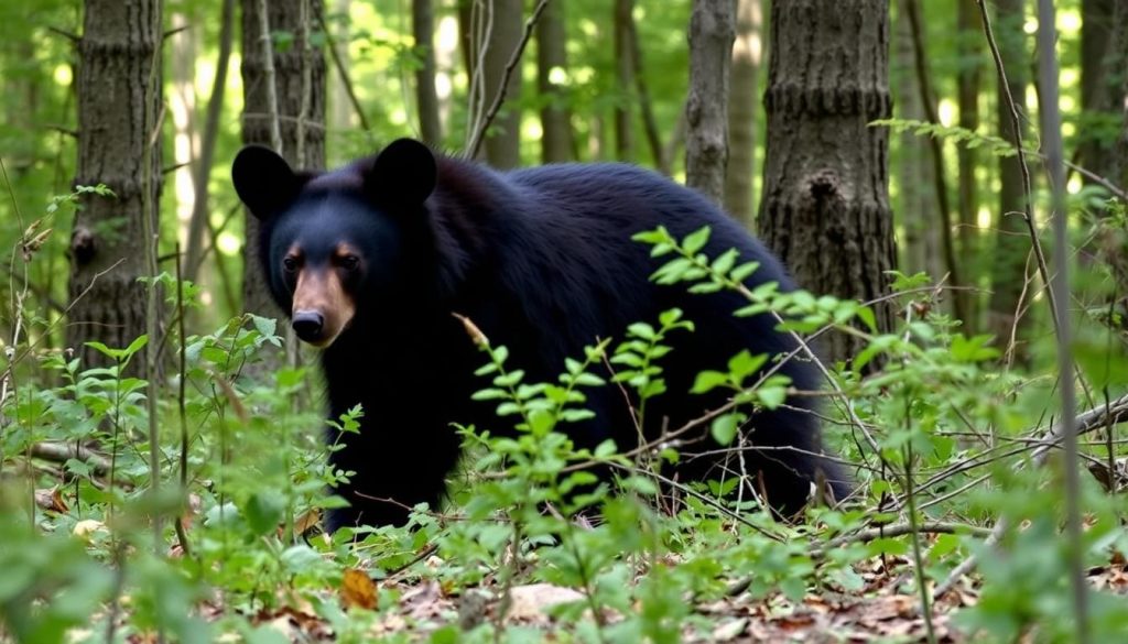 Black bear in natural New York forest habitat