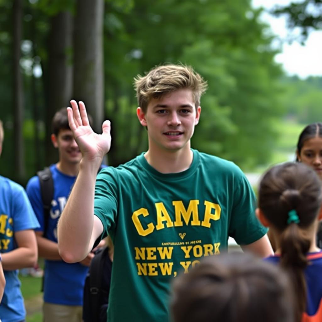 Camp counselor developing leadership skills during summer camp jobs