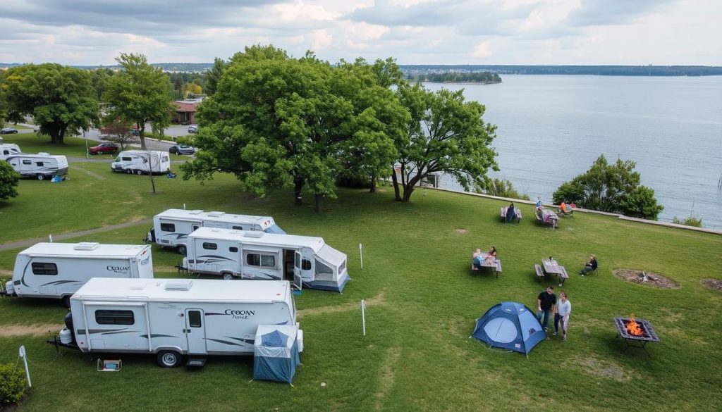 Croton Point Park campsite on the Hudson River