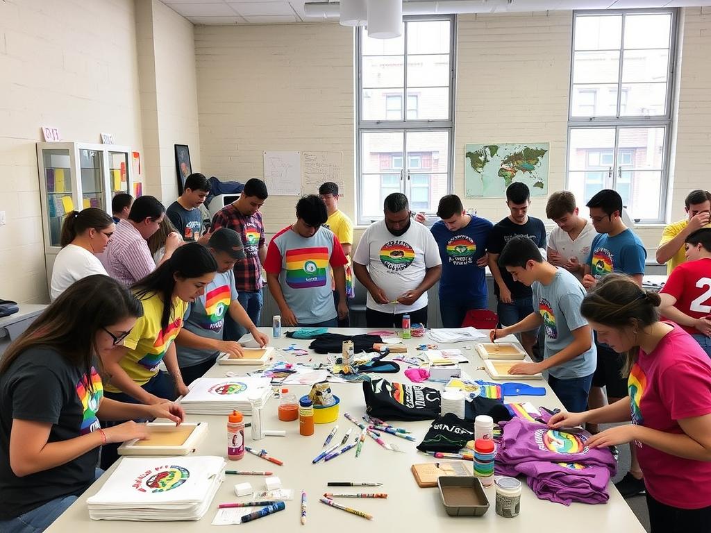 DIY pride t-shirt workshop with various customization techniques DIY pride t-shirt workshop with various customization techniques