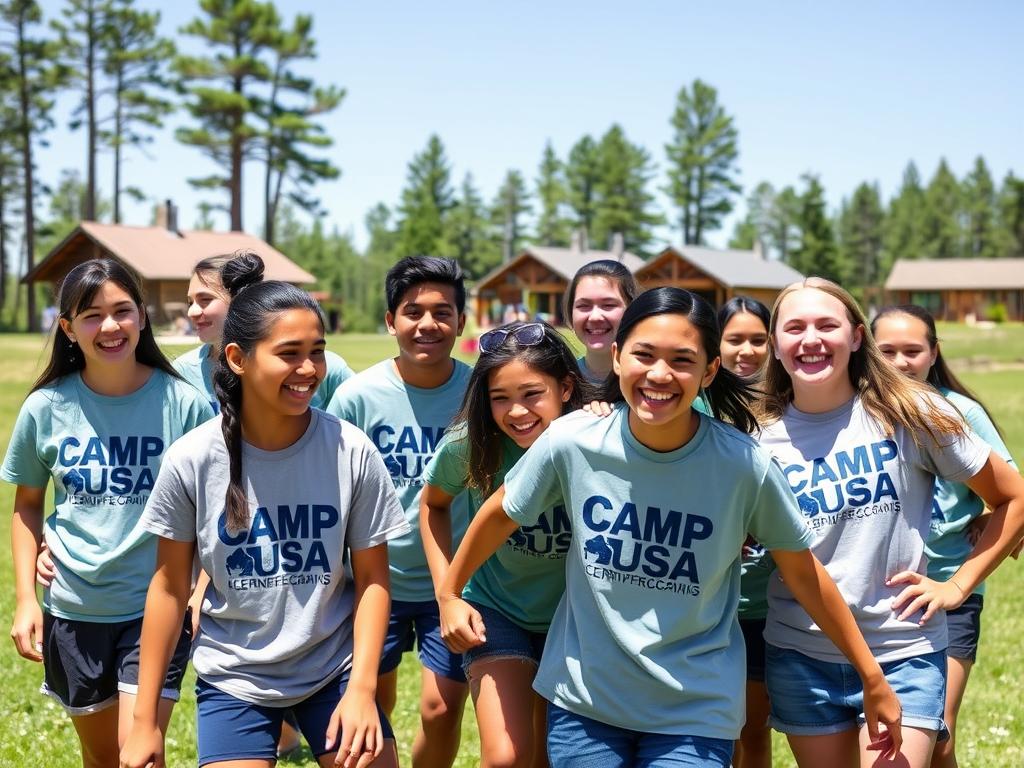 Diverse group of teens enjoying Camp USA activities at Camp New York