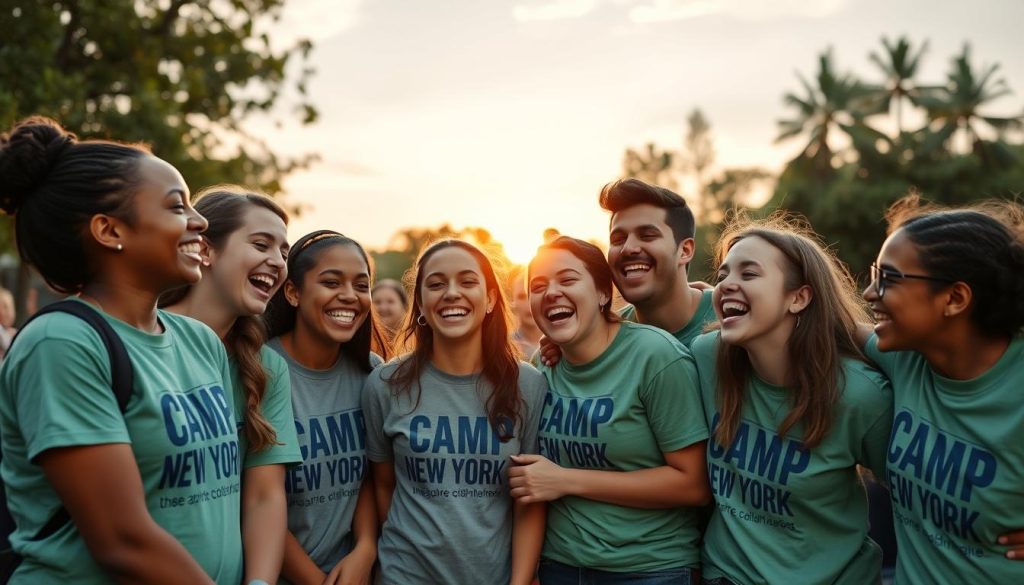 Group of happy staff members during summer camp jobs at Camp New York