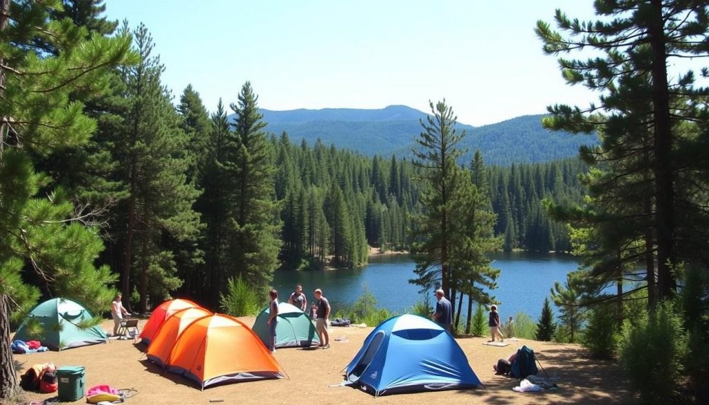 Harriman State Park campsite with lake view