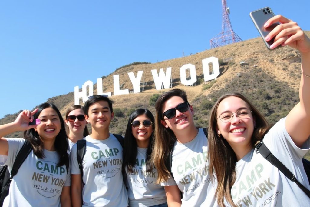 Hollywood sign with Camp New York alumni taking photos Hollywood sign with Camp New York alumni taking photos