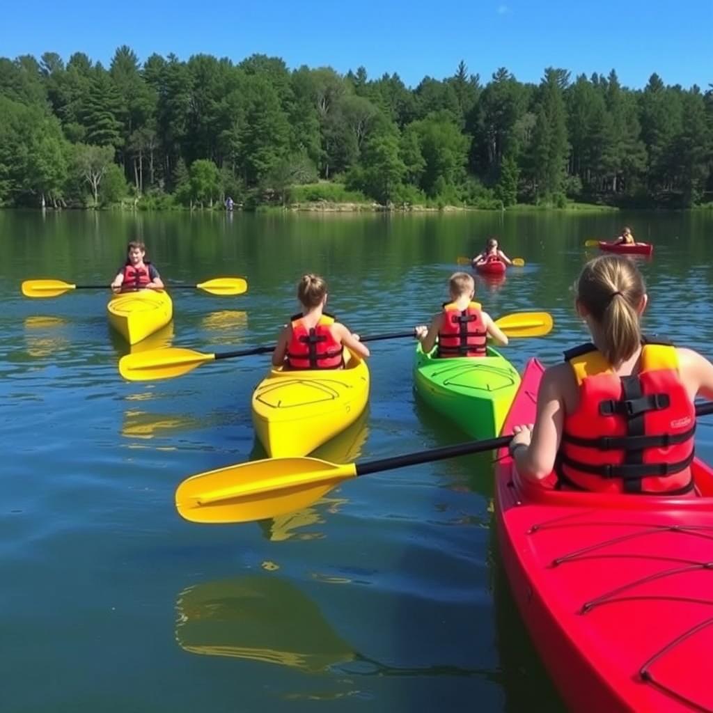 Kayaking on the lake at Camp USA New York