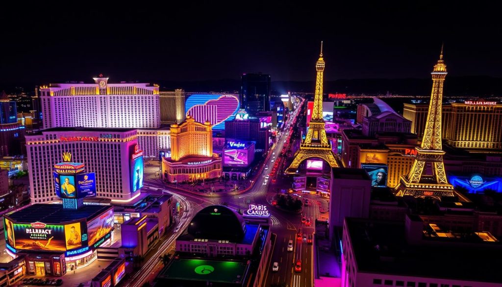 Las Vegas Strip at night with bright lights - vibrant west coast places to visit Las Vegas Strip at night with bright lights - vibrant west coast places to visit