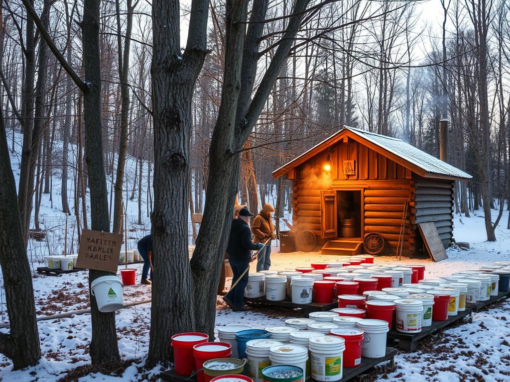 Maple syrup production in Vermont, North East America