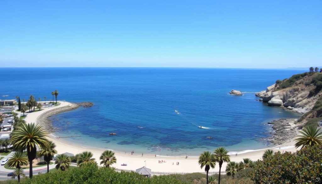 San Diego coastline with beaches and palm trees - sunny west coast places to visit San Diego coastline with beaches and palm trees - sunny west coast places to visit
