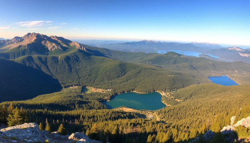 Scenic view of North East America landscape with mountains and forests perfect for camping adventures