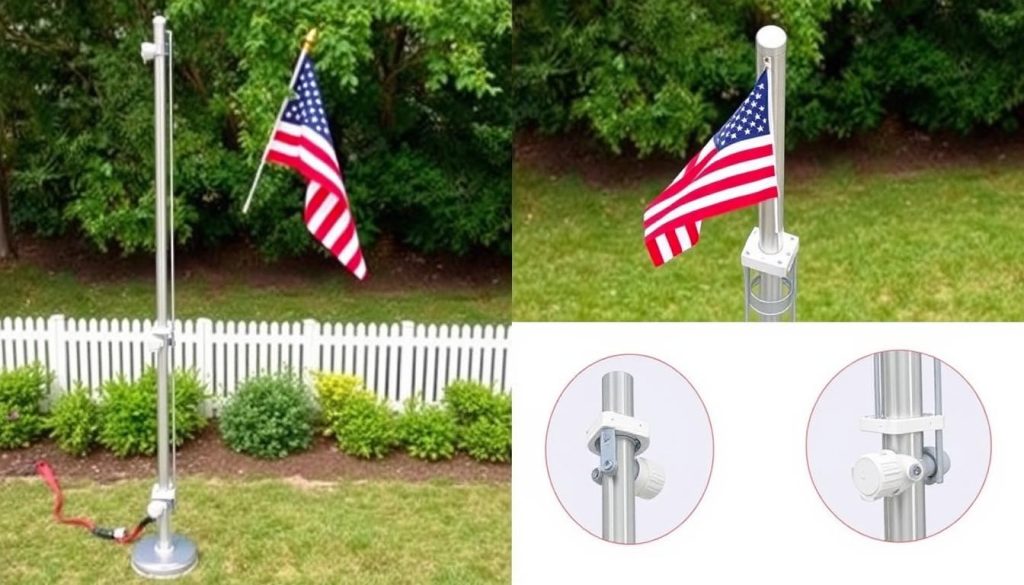Telescopic flagpole system for outdoor flag display Telescopic flagpole system for outdoor flag display
