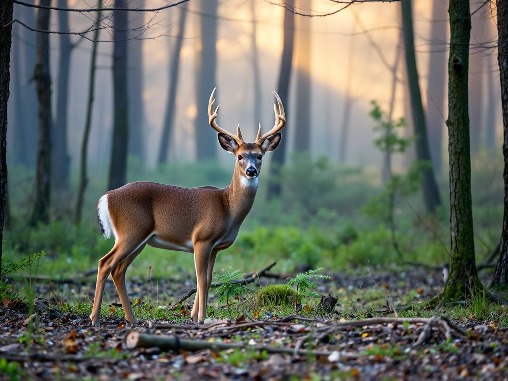 White-tailed deer in a New York forest clearing