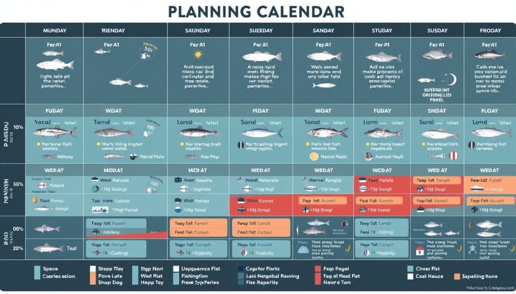 Calendar showing peak fishing seasons for different global destinations