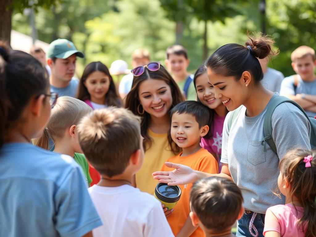 Camp Green Lane counselors interacting with campers during activities Camp Green Lane counselors interacting with campers during activities