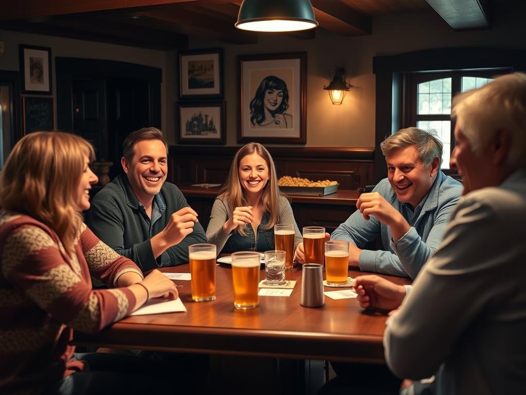Friends enjoying a connection quiz at a social gathering