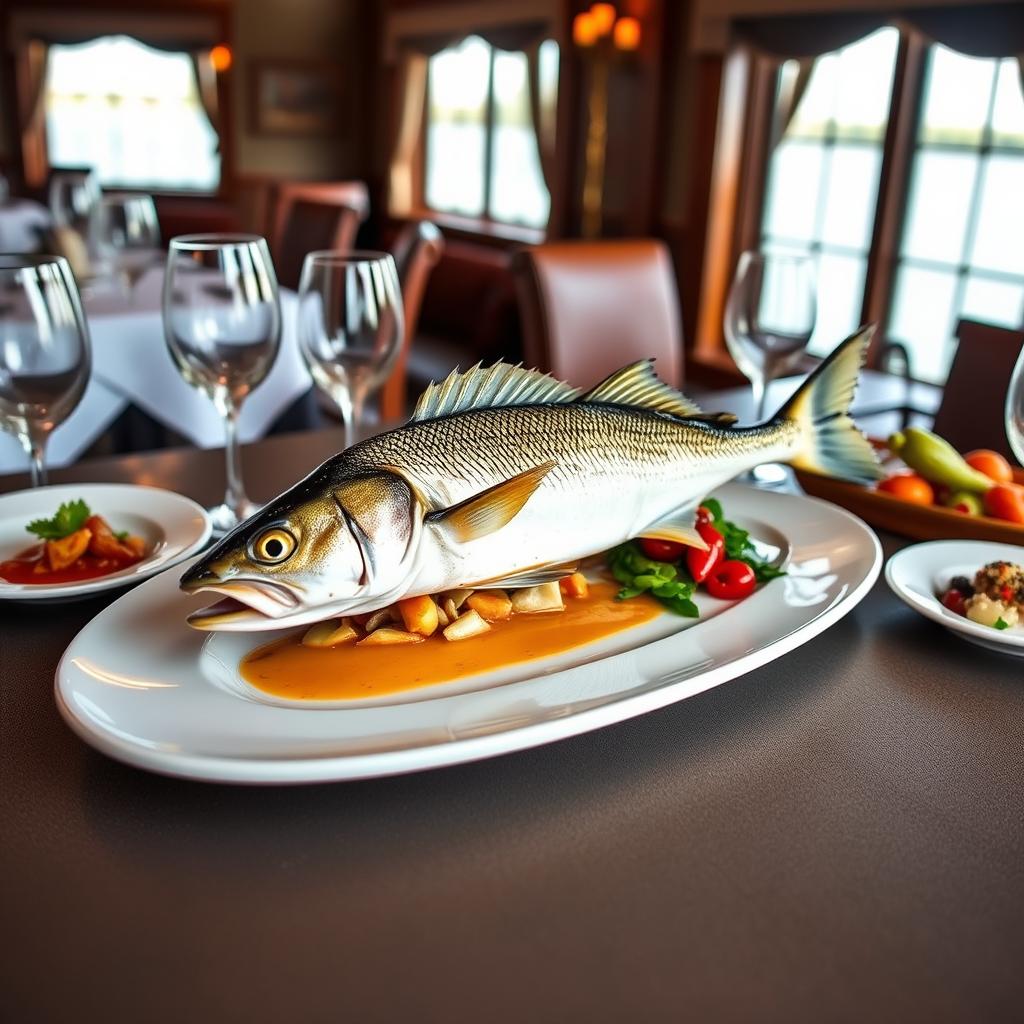 Gourmet meal prepared at a fishing lodge with fresh catch