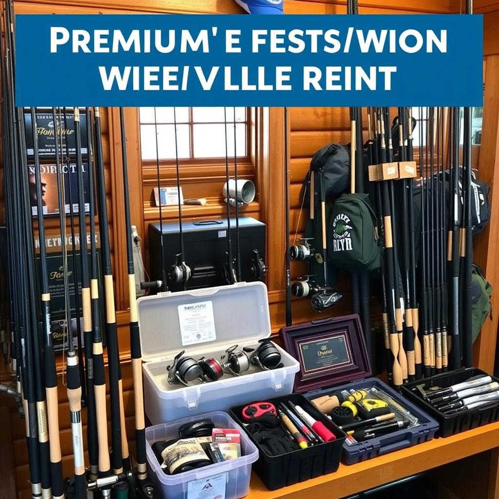 High-quality fishing equipment available for rent at luxury fishing lodge