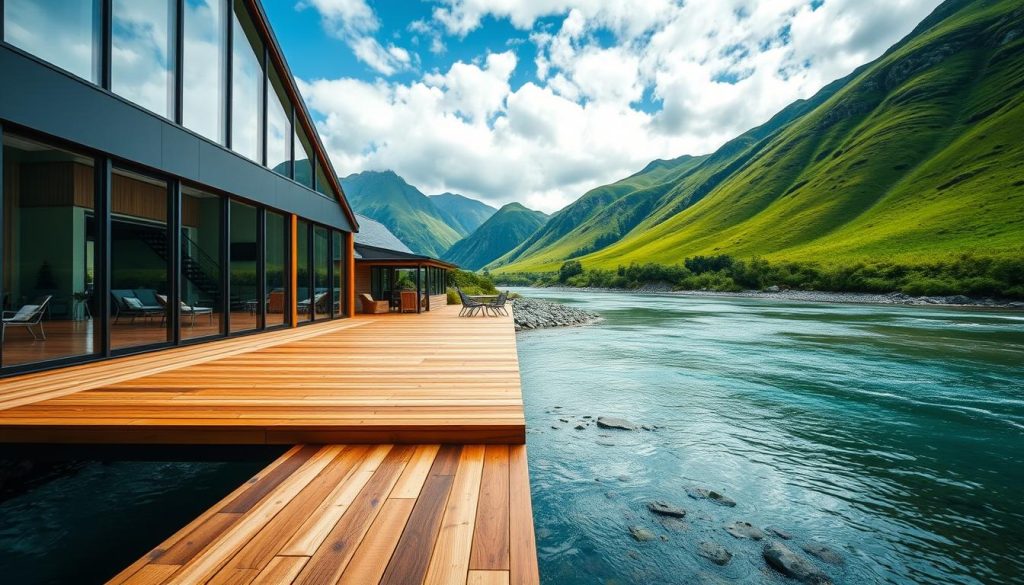 New Zealand luxury fishing lodge with private access to crystal clear river