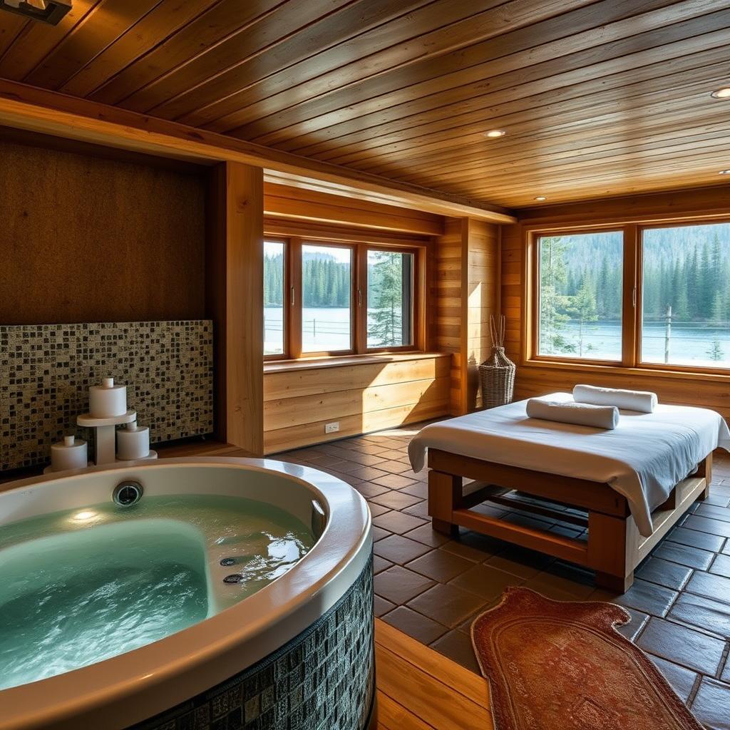 Spa and wellness facilities at a luxury fishing lodge with private swims