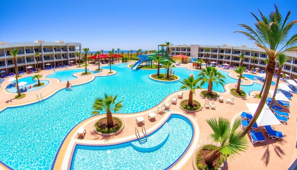 Swimming pools with water slides at Labranda Aloe Club Hotel in Fuerteventura