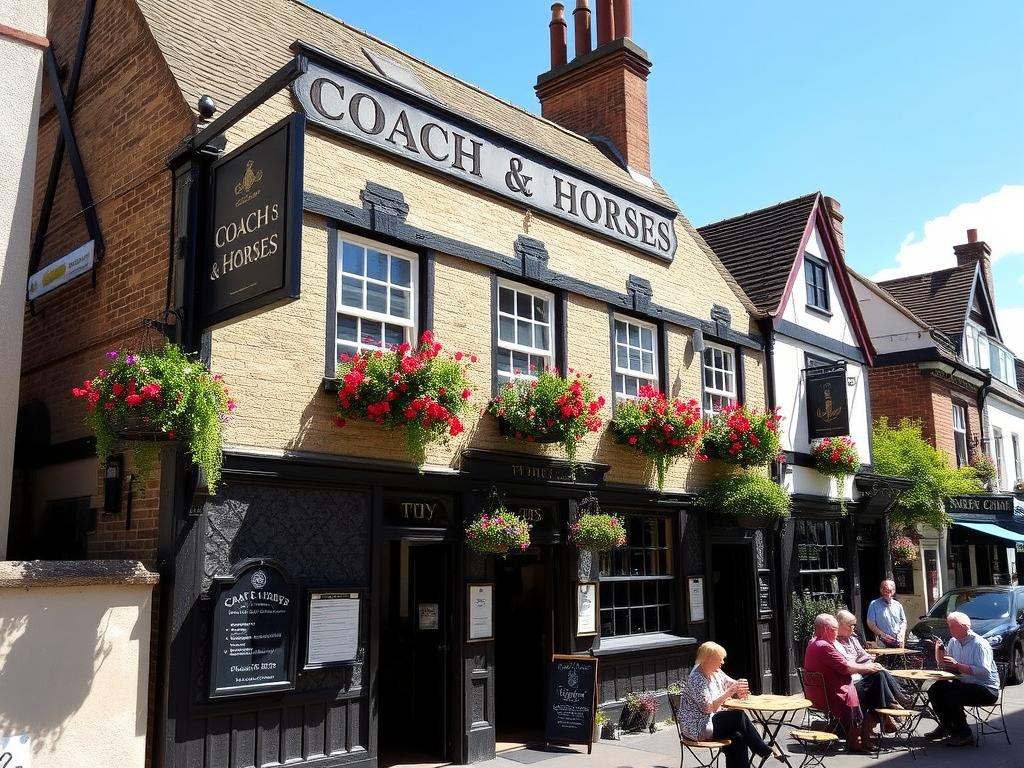 The historic Coach & Horses pub in Newgate Street Village