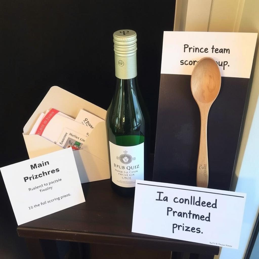 Typical prize display for a Joe Pub Quiz event