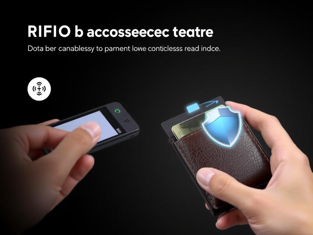 Leather travel card holder with RFID-blocking technology demonstration