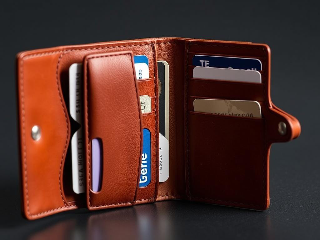 Leather travel card holder with multiple organized card slots