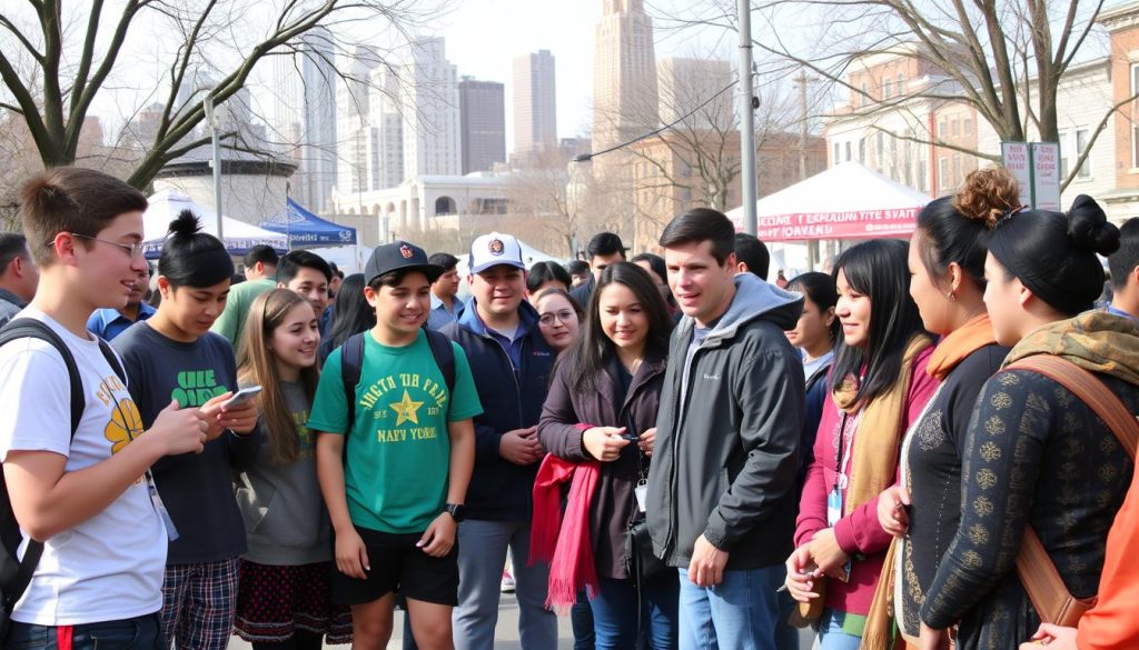 Grupo de participantes de Camp New York disfrutando de una experiencia cultural en America Queens