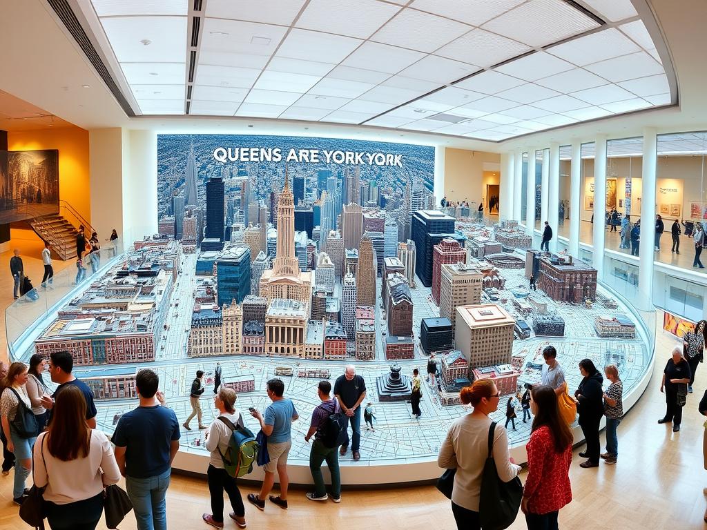 Interior del Museo de Queens en America Queens con exposiciones interactivas