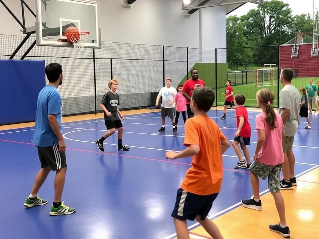 Jóvenes practicando deportes variados en las instalaciones deportivas de Camp New York