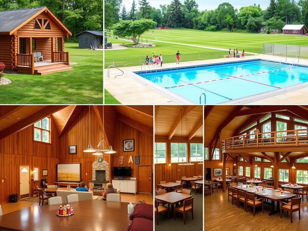 Modernas instalaciones de Camp New York incluyendo cabañas y áreas deportivas