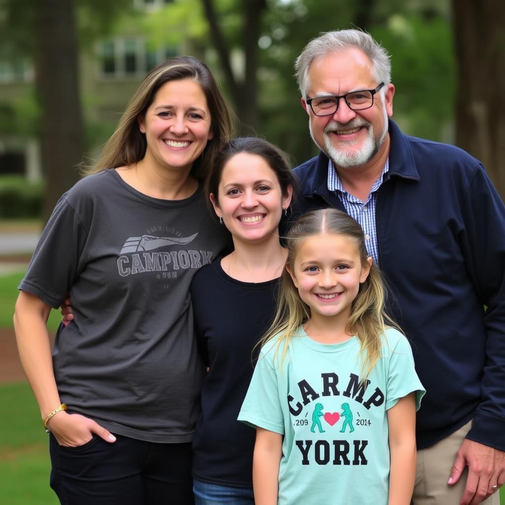 Padres españoles con su hija tras su experiencia en el summer camp estados unidos