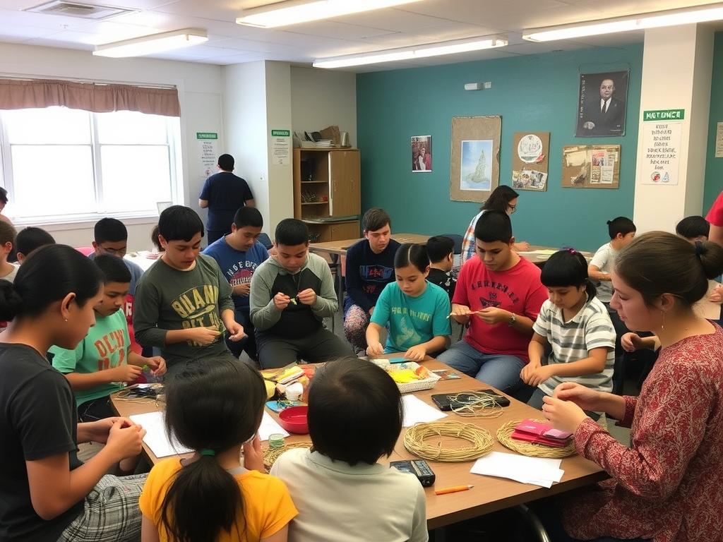 Participantes de Camp New York en un taller cultural en America Queens