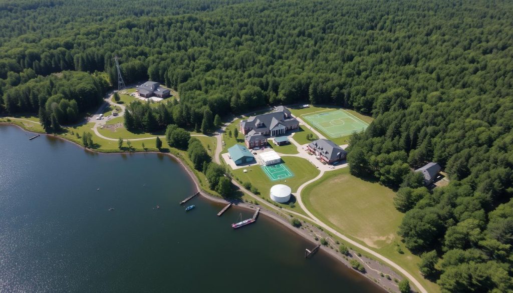 Vista aérea de las instalaciones del counsellor camp en Camp New York