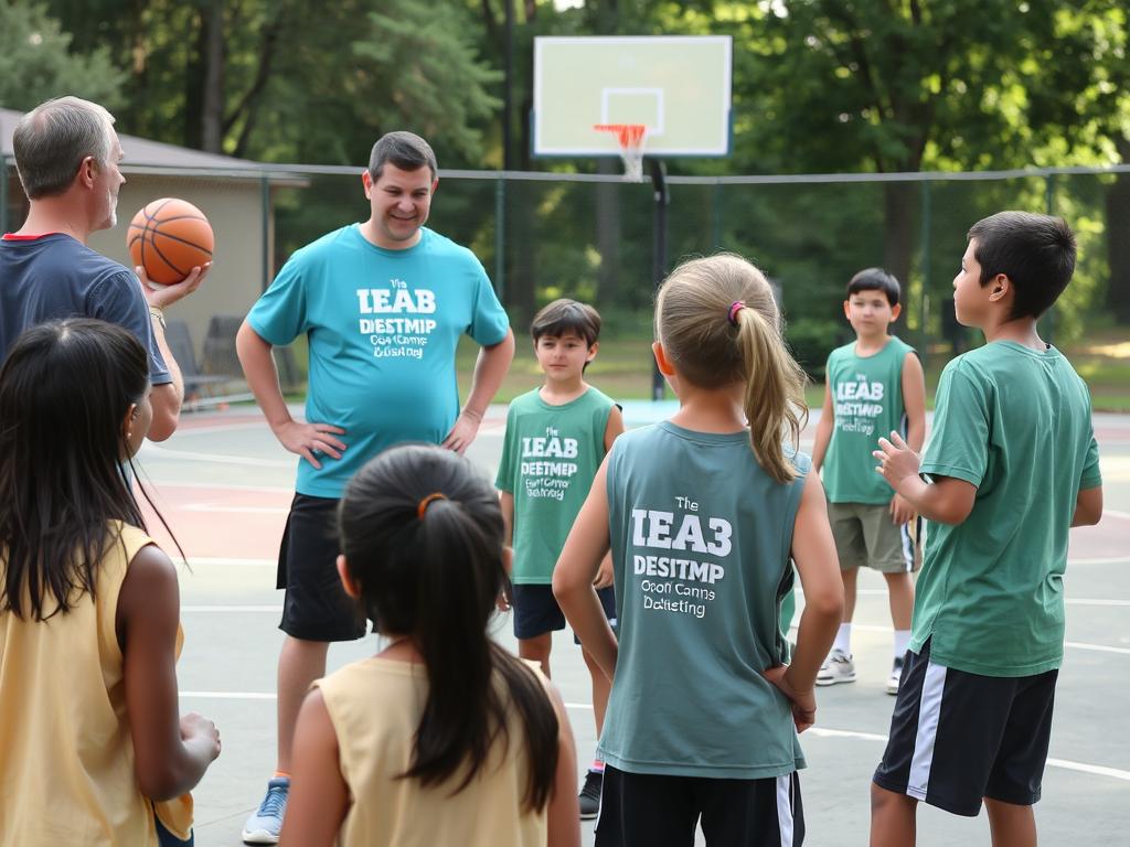 Christian sports camp with basketball activity Christian sports camp with basketball activity