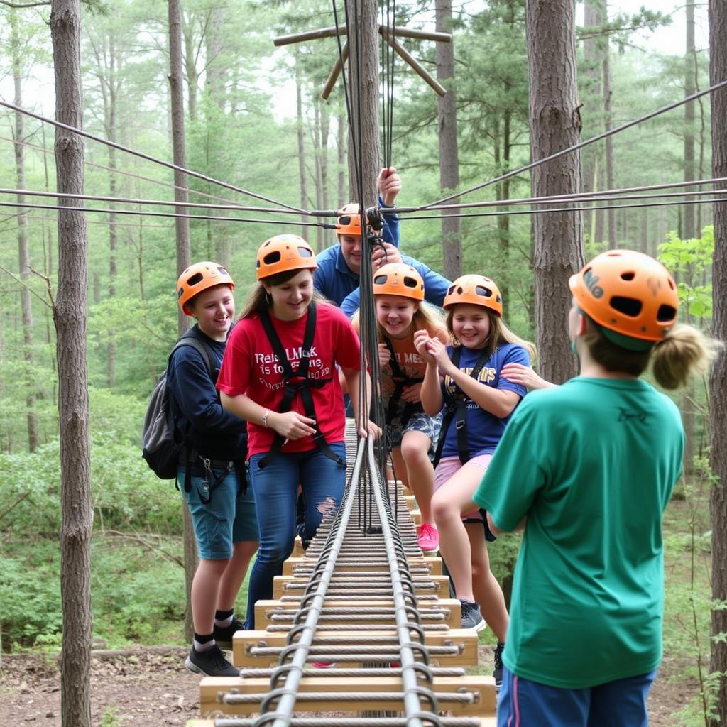 Middle school students at Christian adventure camp Middle school students at Christian adventure camp