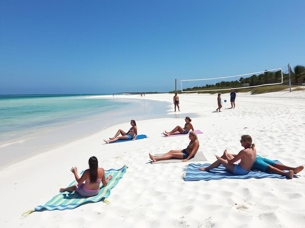 Beautiful Florida beach where camp staff relax on days off