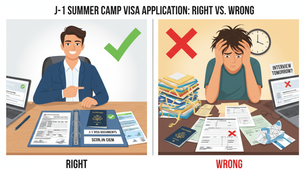 Common mistakes to avoid in J-1 summer camp visa applications