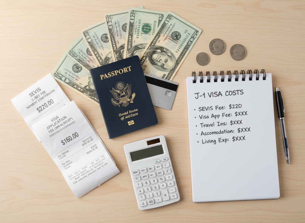 Financial planning for J-1 summer camp visa application costs