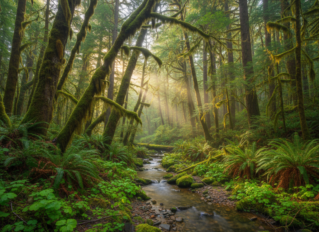 Olympic National Park rainforest for post camp travel USA road trip
