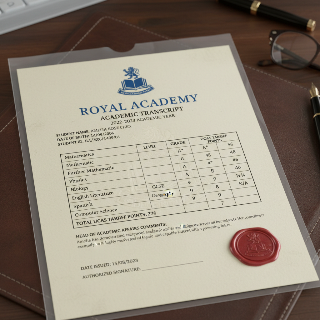 Academic transcript and grade report