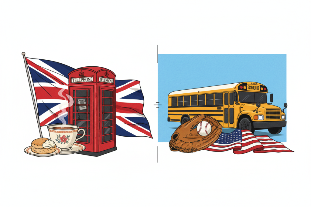 British and American cultural symbols side by side