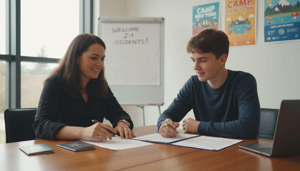 Camp New York staff helping UK student with J-1 paperwork