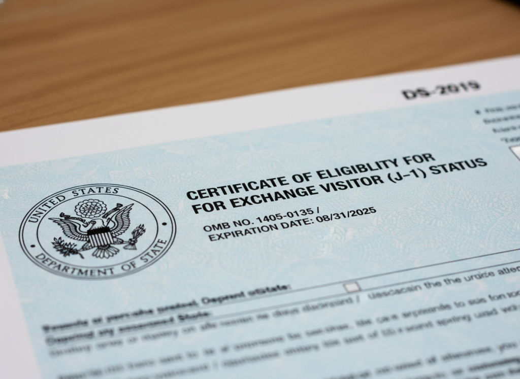 Close-up of DS-2019 Certificate of Eligibility header section