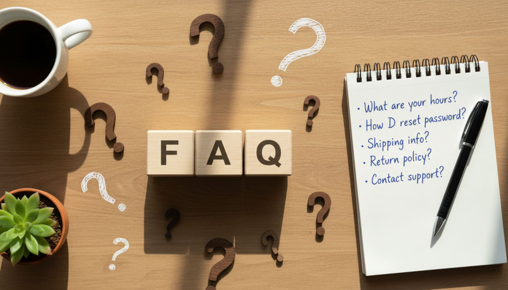 FAQ concept with question marks and information symbols