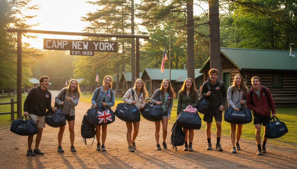 Happy UK camp counsellors at Camp New York arrival