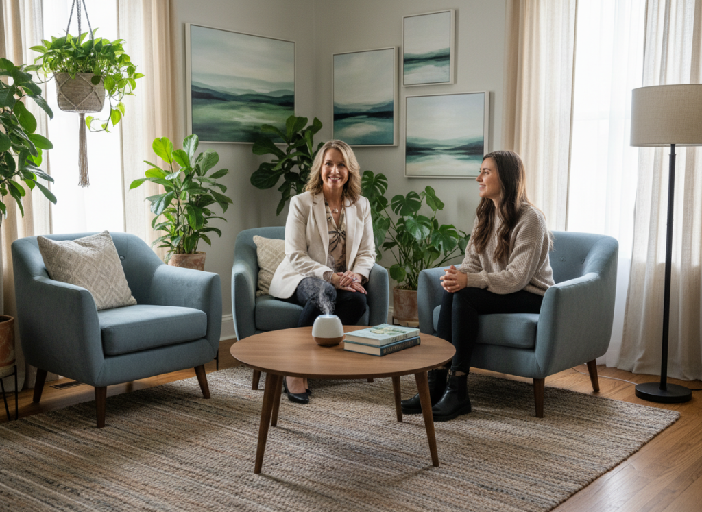 Licensed mental health counselor in private practice therapy session