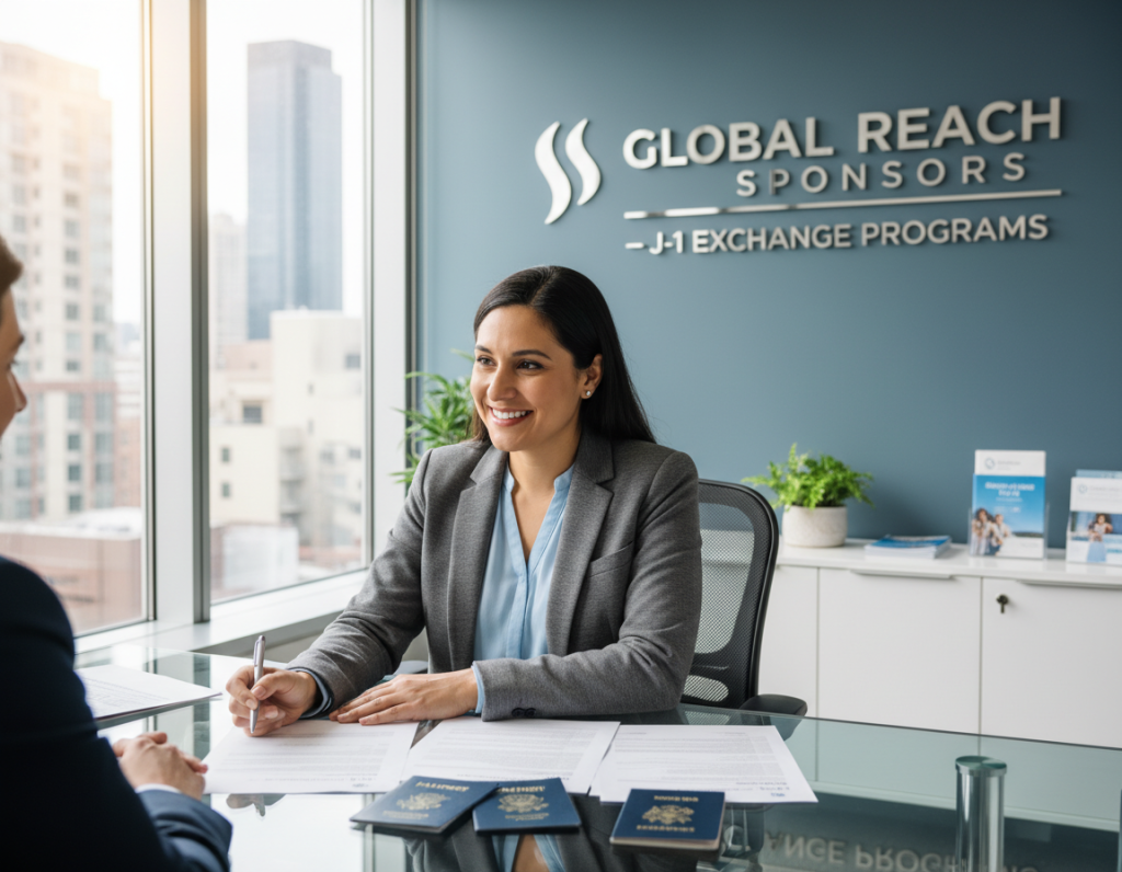 Professional office setting with J-1 sponsor representative